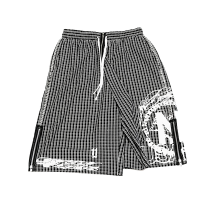 Plaid black baggy short